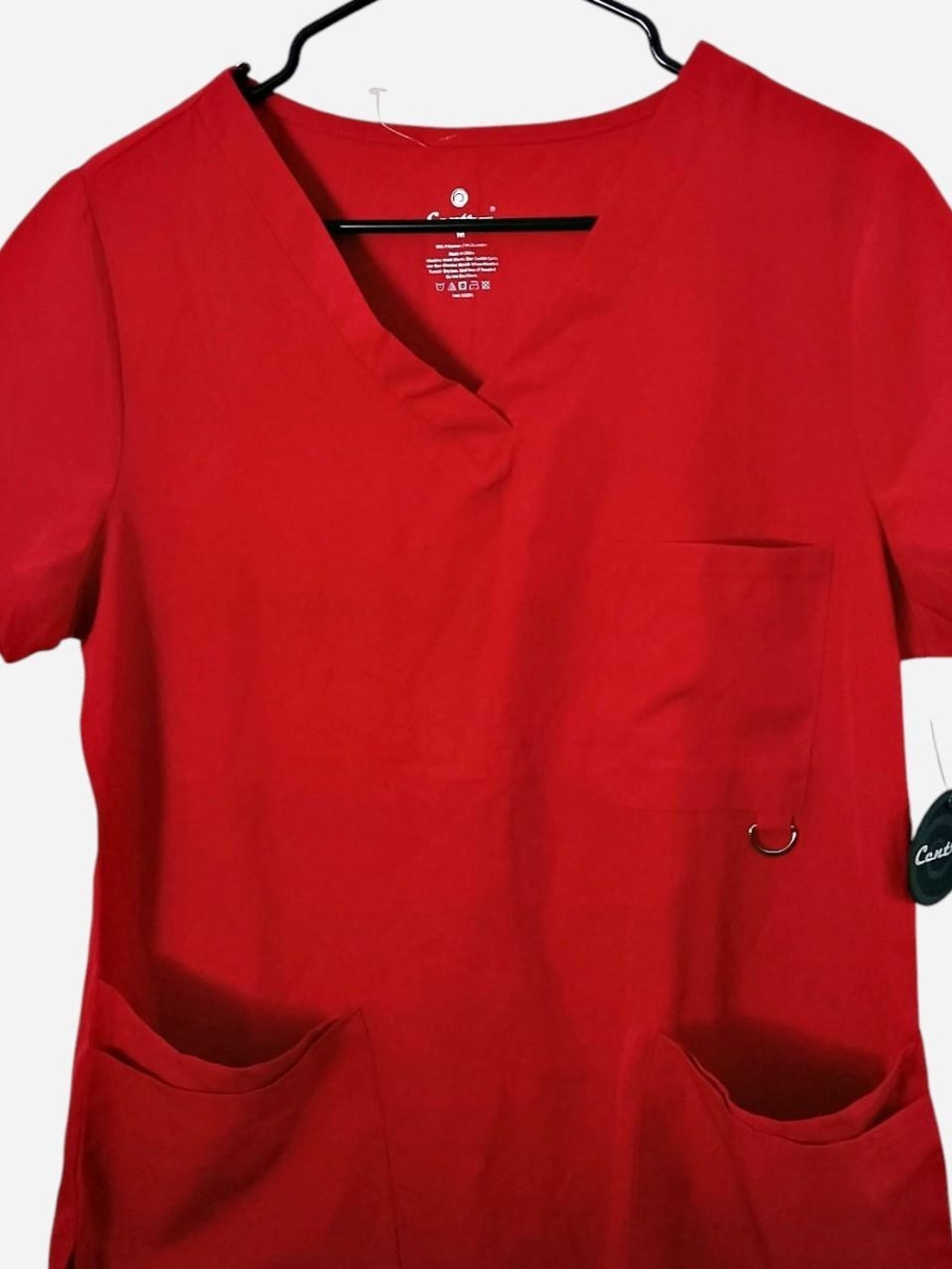 Centro Vibrant Red V‑Neck Utility Tunic